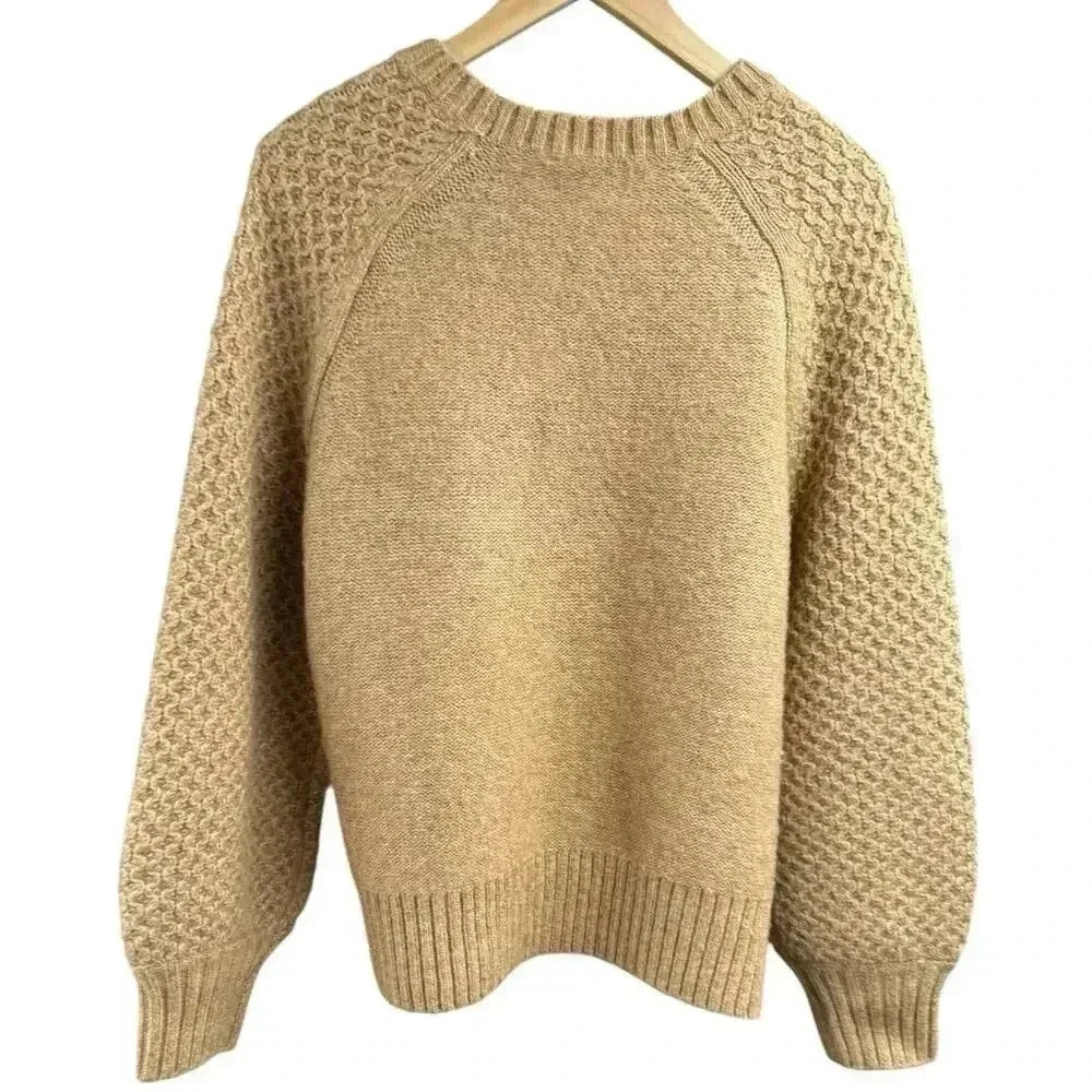 J.Crew Wool Blend Popover Long Sleeve Sweater In a Neutral Color Size Small